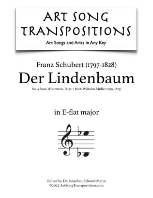 Book cover for SCHUBERT: Der Lindenbaum, D. 911 no. 5 (transposed to E-flat major)