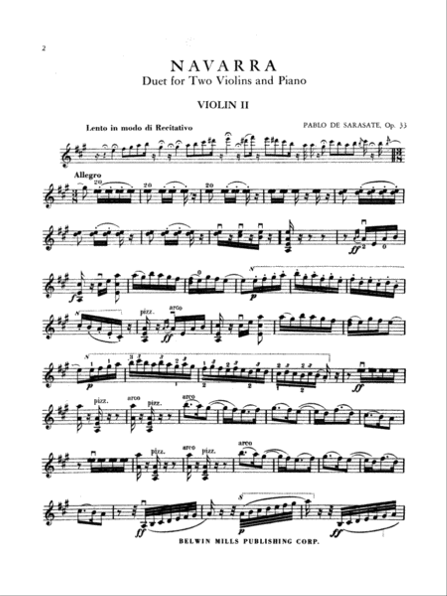 Sarasate: Navarra, Op. 33 Violin scores gallery preview page 2