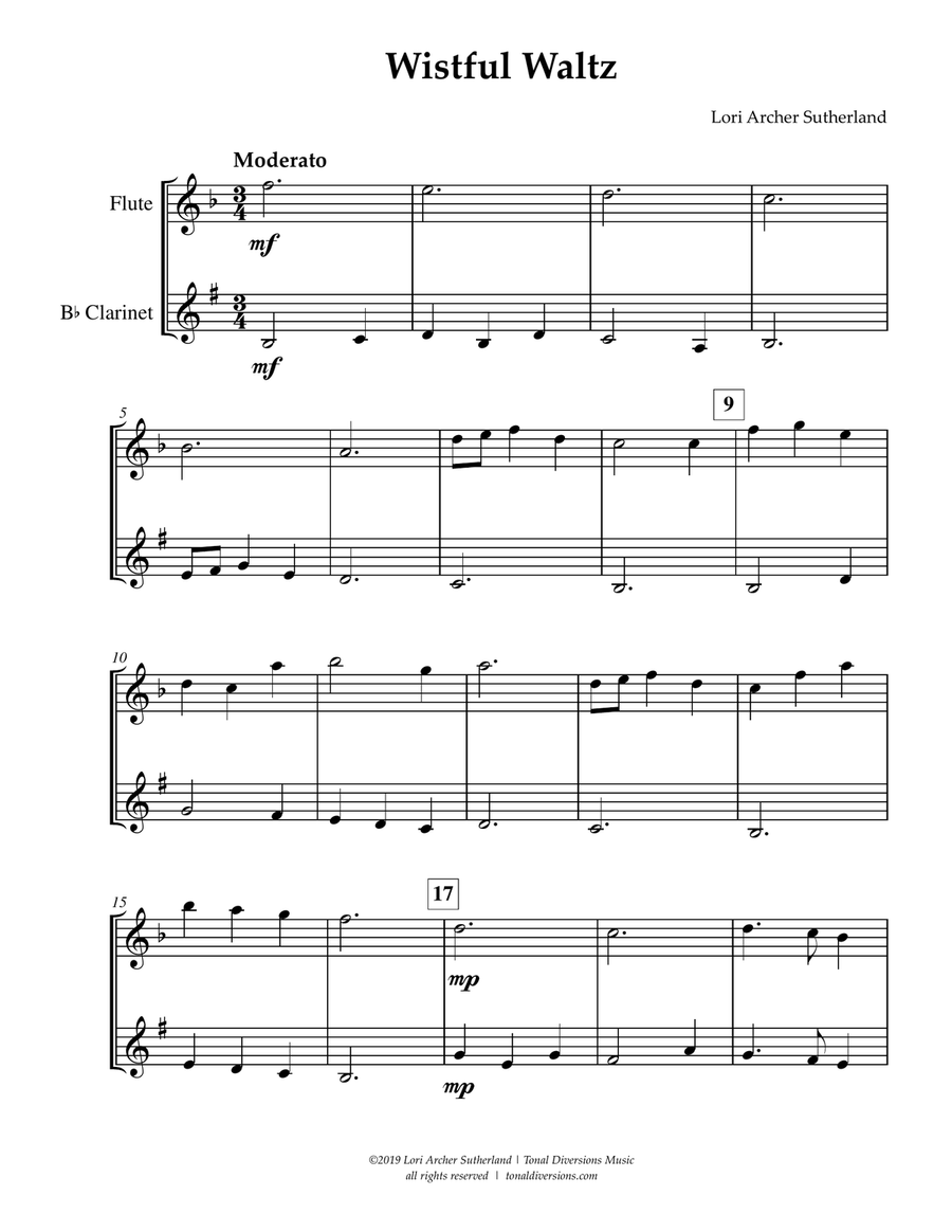 Wistful Waltz Woodwind Duet scores gallery preview page 3