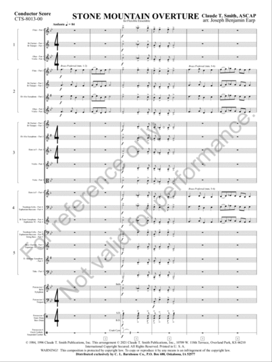 Stone Mountain Overture Concert Band scores gallery preview page 4