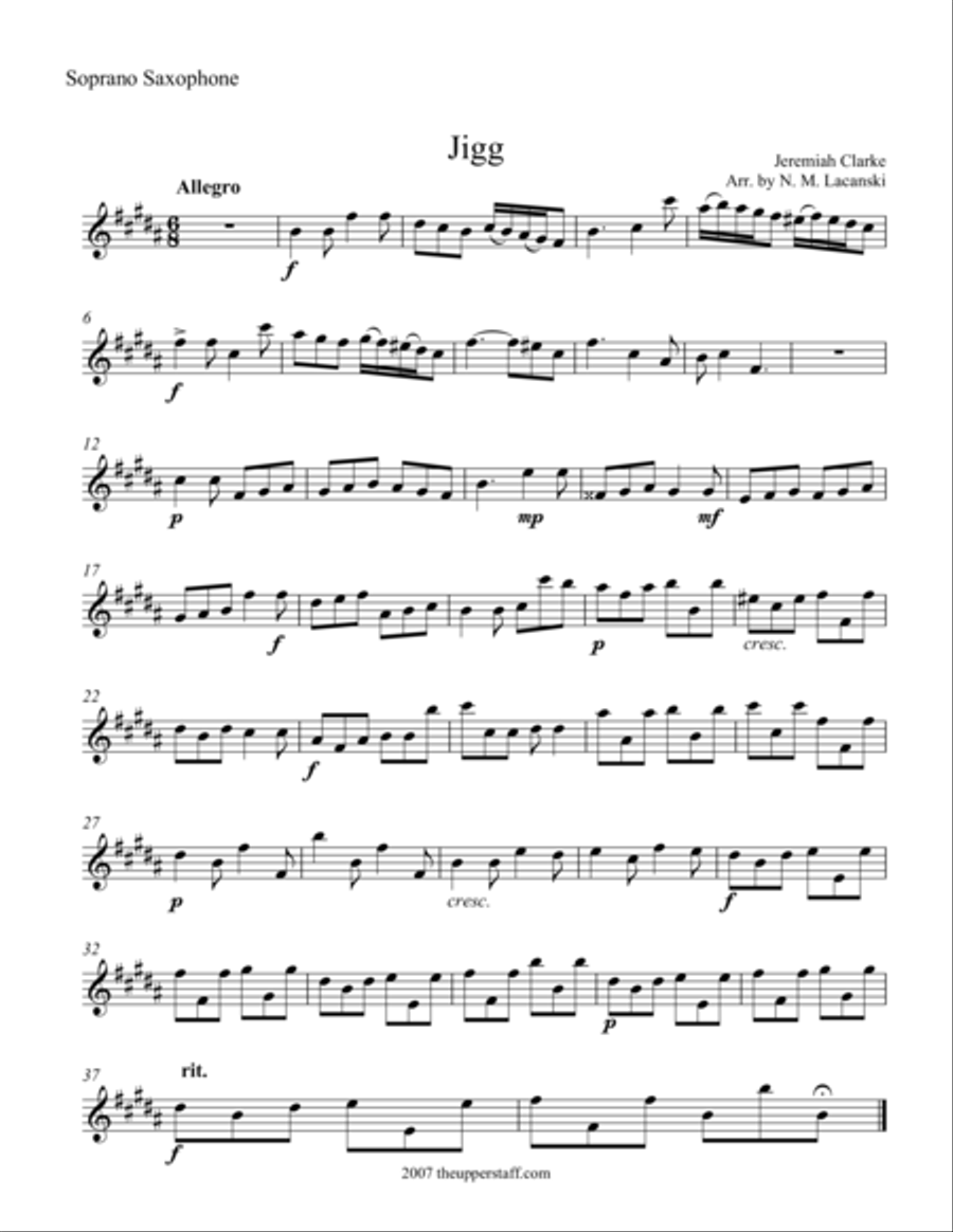 Jigg Soprano Saxophone scores gallery preview page 1