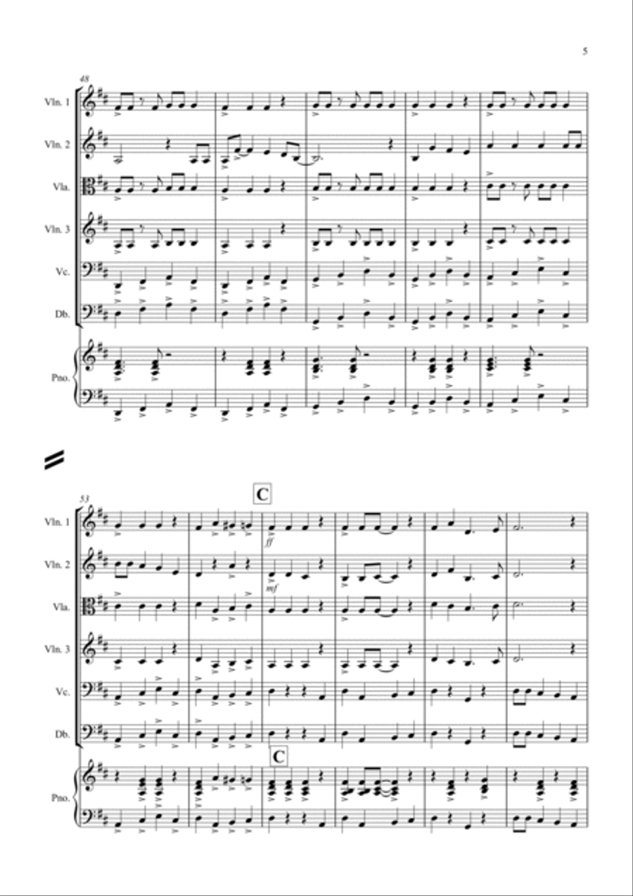 3 jazzy Christmas Pieces for String Orchestra String Quartet scores gallery preview page 5