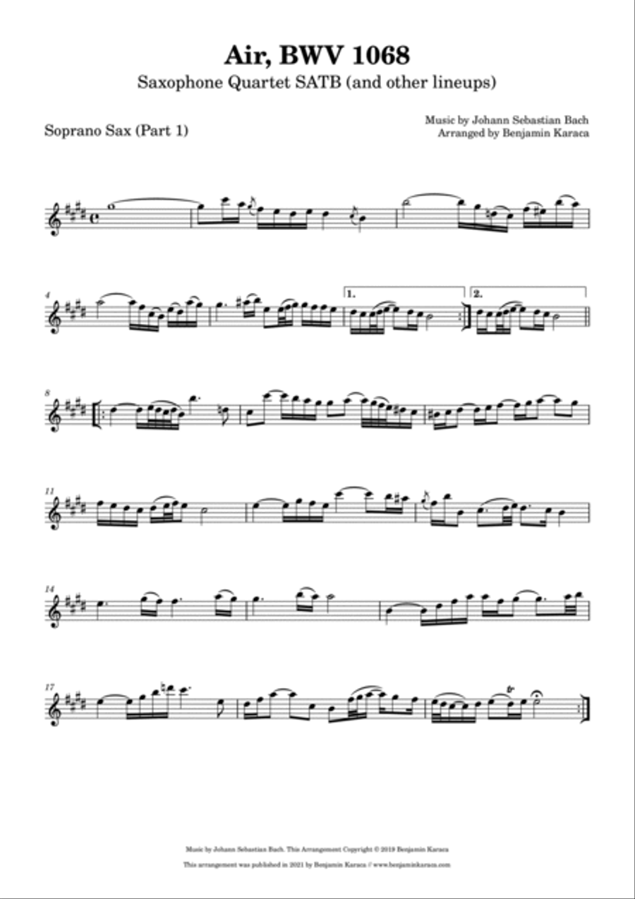 Air (Orchestral Suite No. 3 in D major), BWV 1068 Woodwind Ensemble scores gallery preview page 3