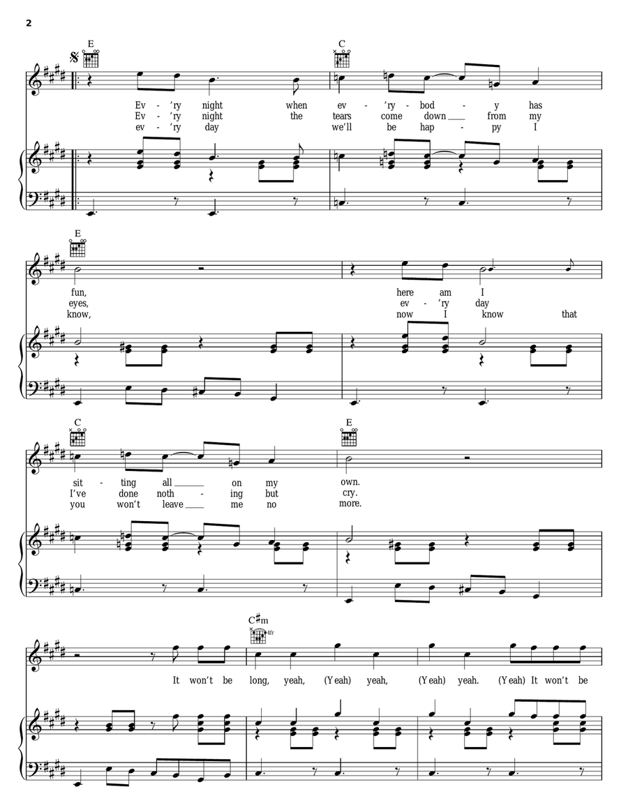 It Won't Be Long Piano, Vocal, Guitar scores gallery preview page 2