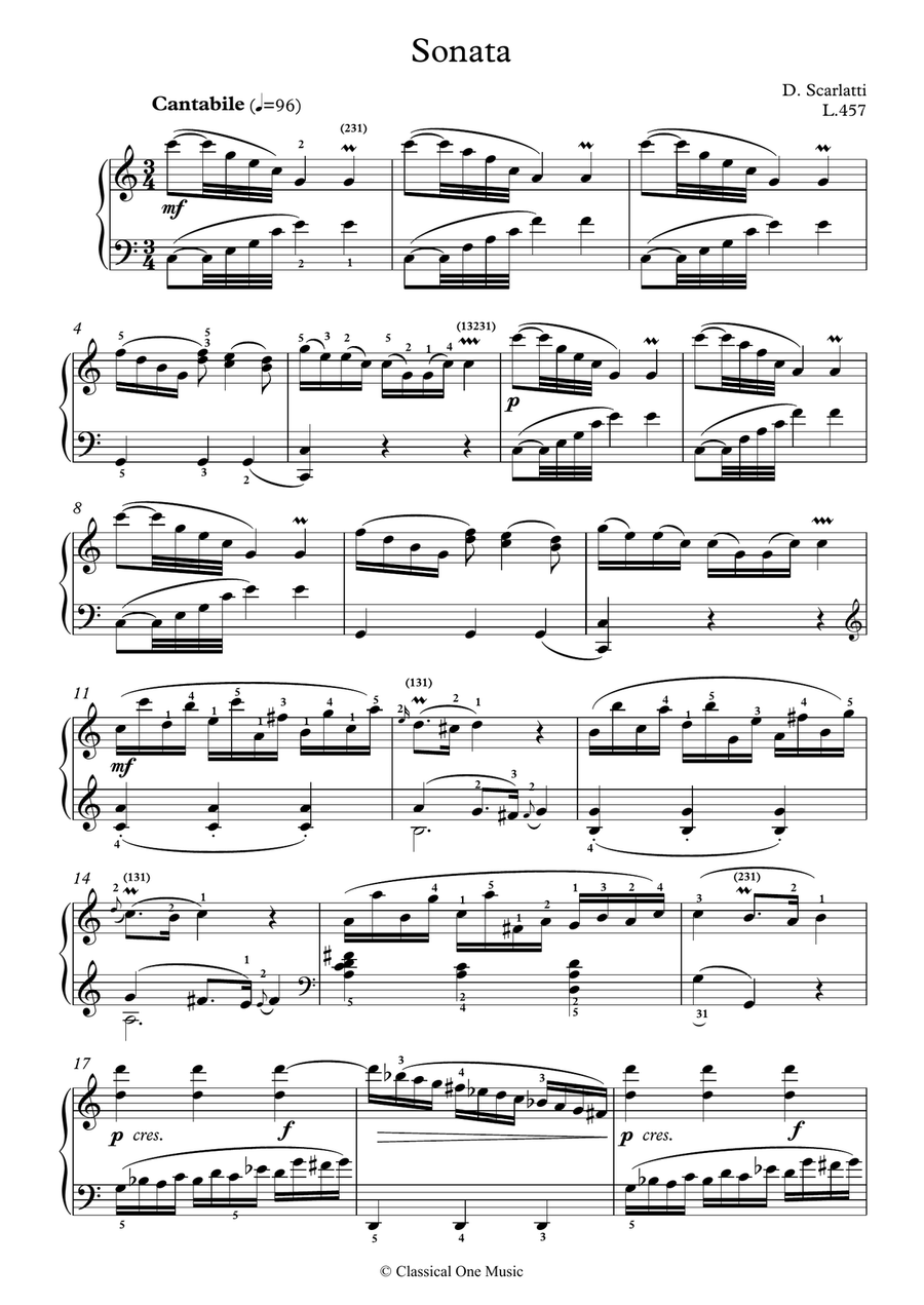 Scarlatti-Sonata in C-Major L.457 K.132(piano) Scarlatti-Sonata in C-Major L.457 K.132(piano) Piano Solo scores gallery preview page 2