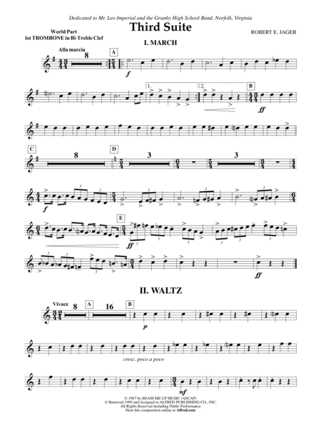 Third Suite (I. March, II. Waltz, III. Rondo): (wp) 1st B-flat Trombone T.C.