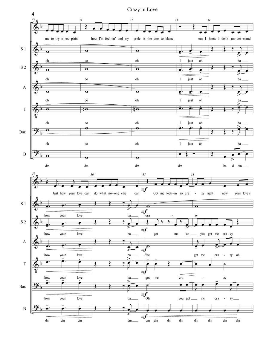Crazy In Love Divisi scores gallery preview page 4