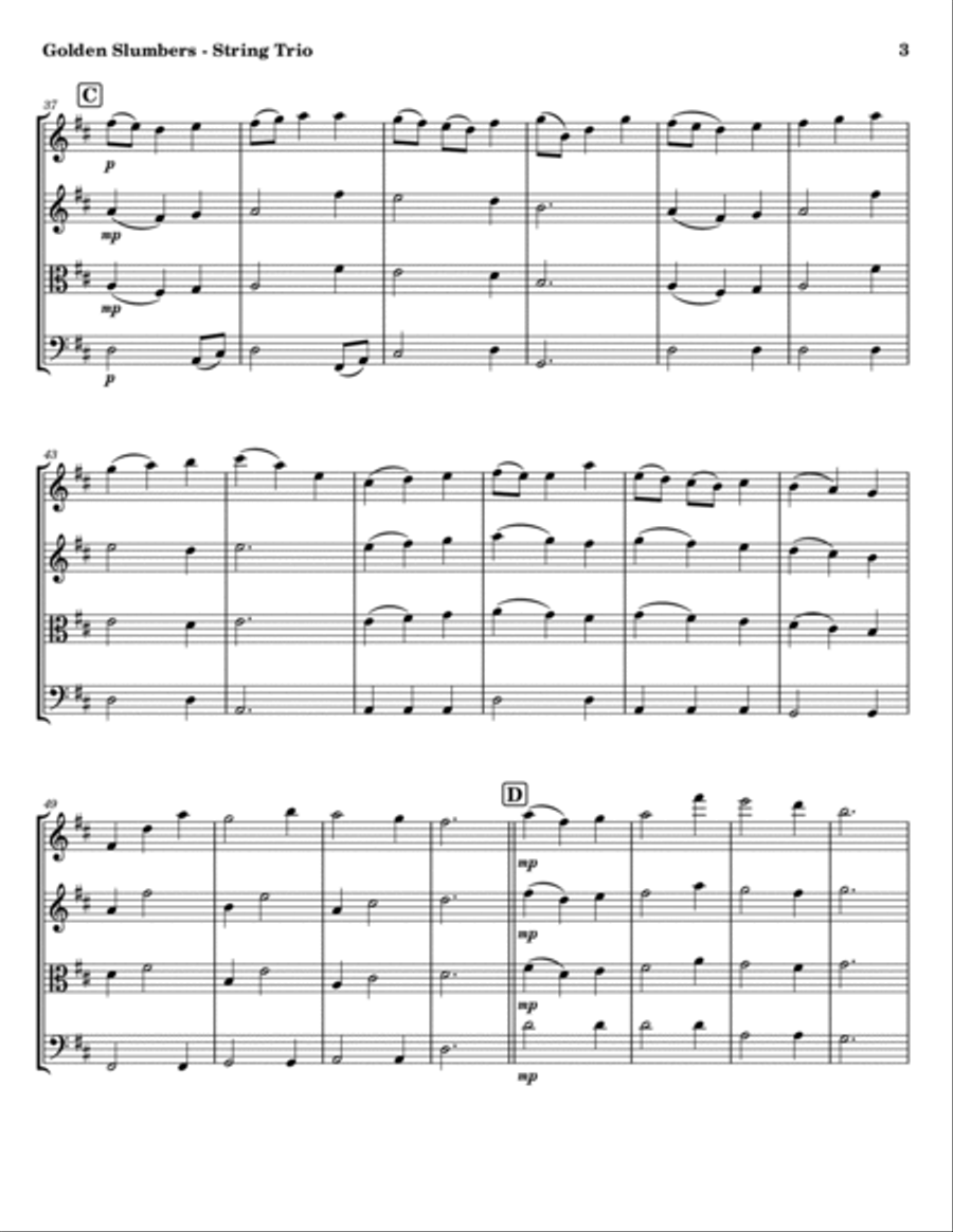 Golden Slumbers - String Trio String Trio scores gallery preview page 3