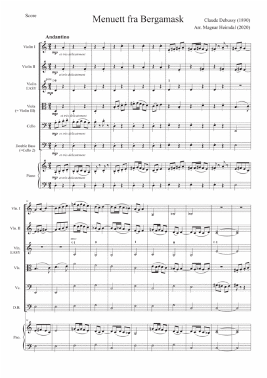 Minuet from Bergamasque Minuet from Bergamasque String Orchestra scores gallery preview page 1