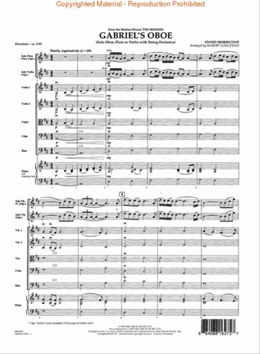 Gabriel's Oboe (from The Mission) String Orchestra scores gallery preview page 2
