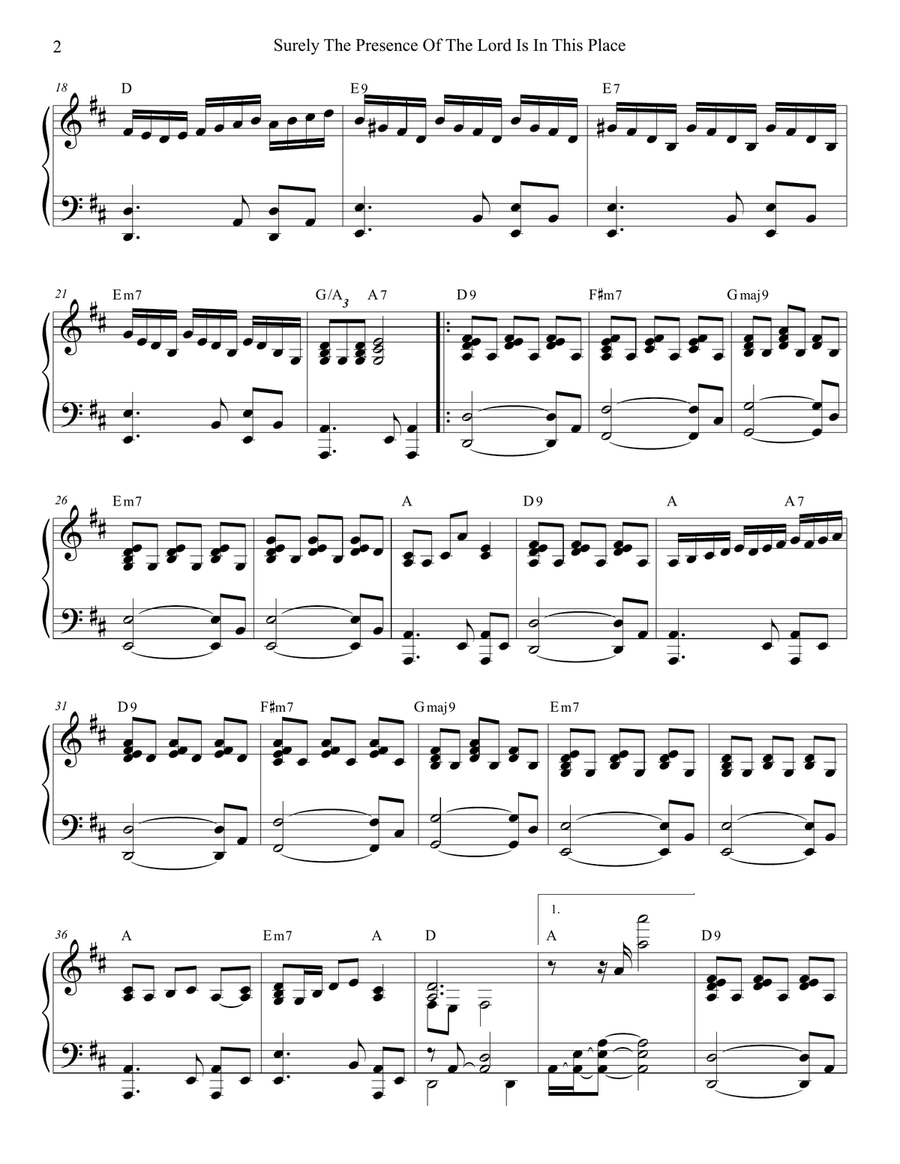 Surely The Presence Of The Lord Is In This Place Soprano Saxophone scores gallery preview page 5