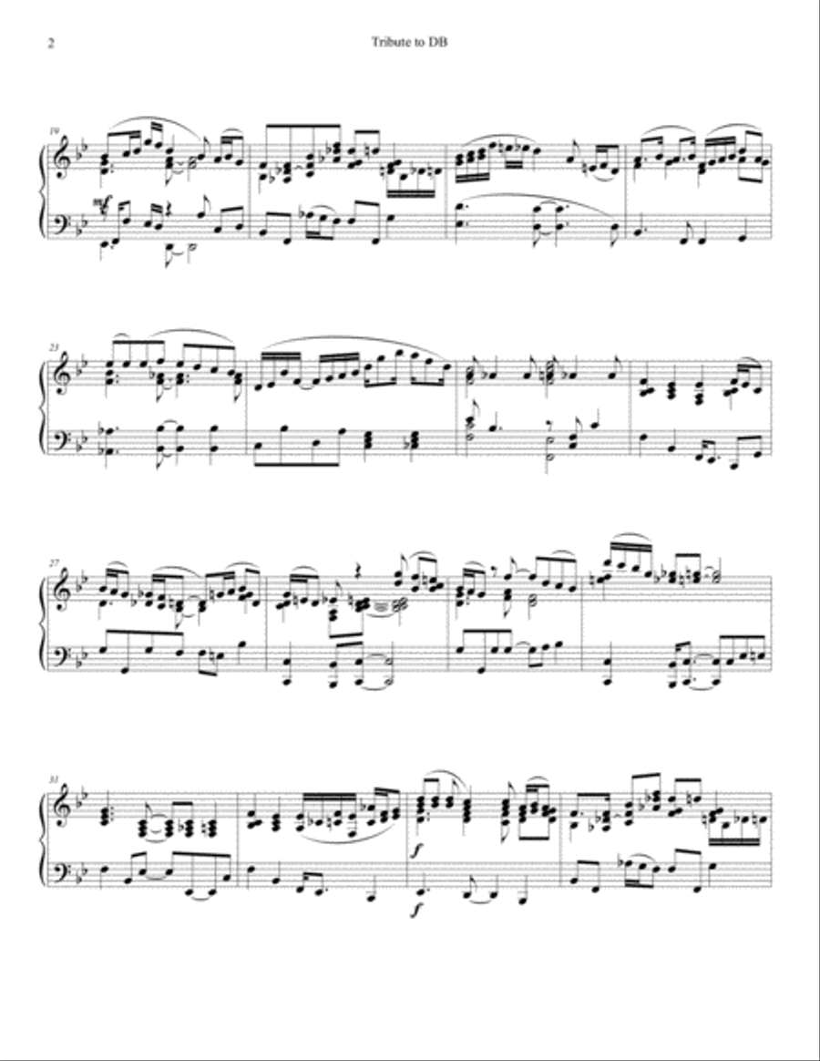 Tribute to DB Tribute to DB Piano Solo scores gallery preview page 2