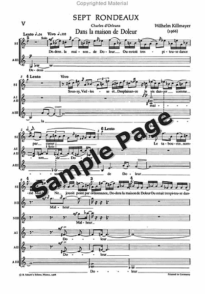 Killmayer Dans La Maison De Douleur by Wilhelm Killmayer Women's Choir - Sheet Music
