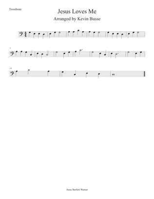Jesus Loves Me (Easy key of C) - Trombone