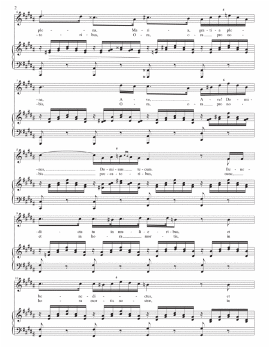 SCHUBERT: Ave Maria, D. 839 (transposed to B major and B-flat major) Voice scores gallery preview page 3