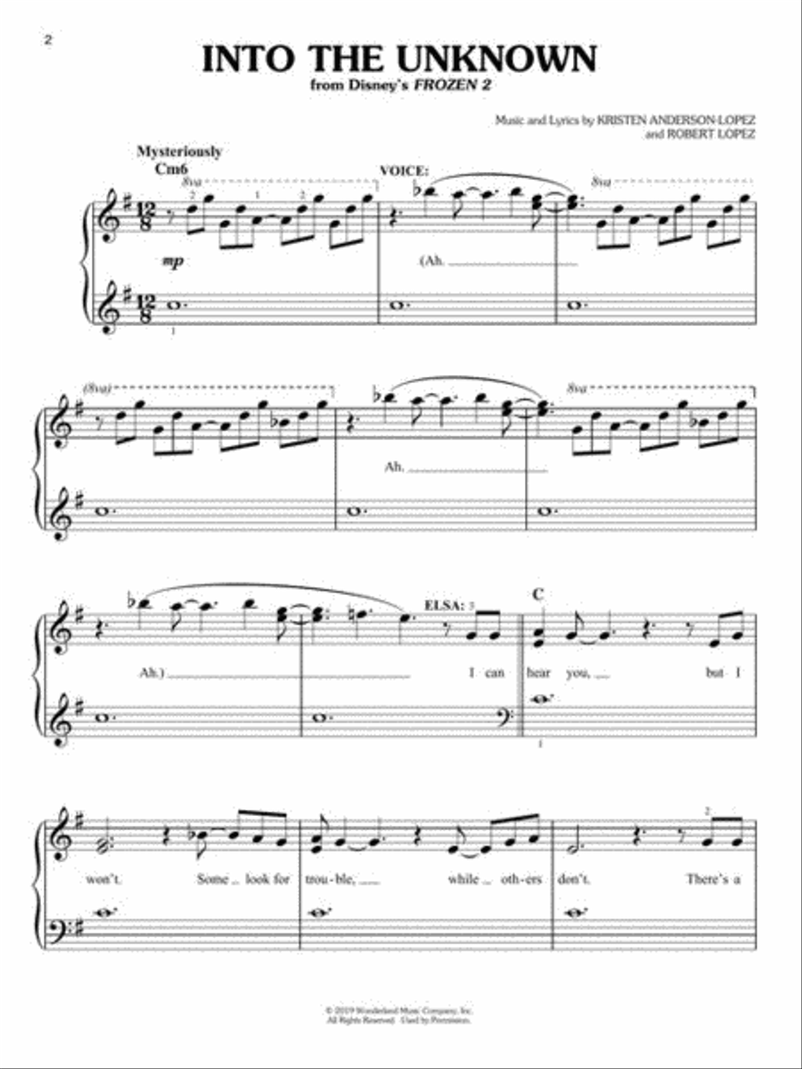 Into the Unknown (from Frozen 2) - Easy Piano Sheet Music Easy Piano scores gallery preview page 3