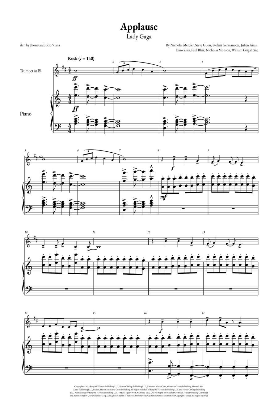 Applause B-Flat Trumpet scores gallery preview page 1