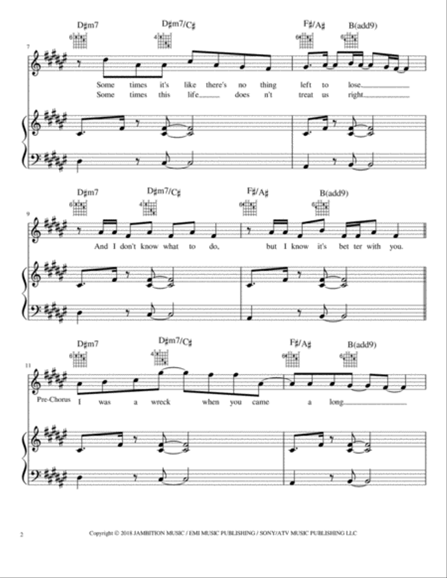 Better With You Piano, Vocal, Guitar scores gallery preview page 2