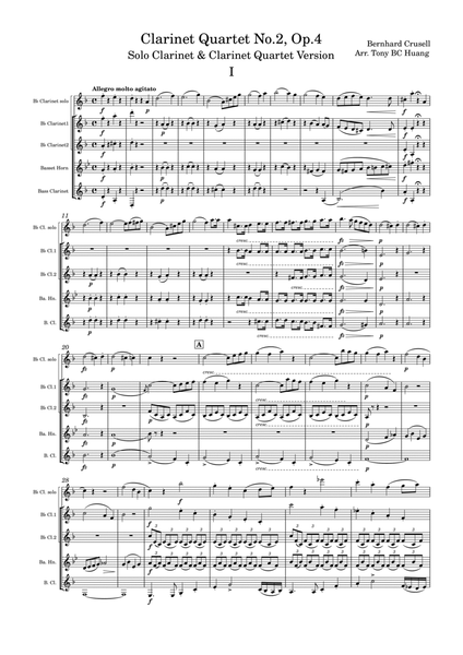 Crusell Clarinet Quartet No2, Op.4, Solo Clarinet & Clarinet Quartet Version image number null