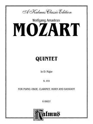Book cover for Mozart: Quintet, in E flat Major (K. 454) (for piano, oboe, clarinet, horn, and bassoon)