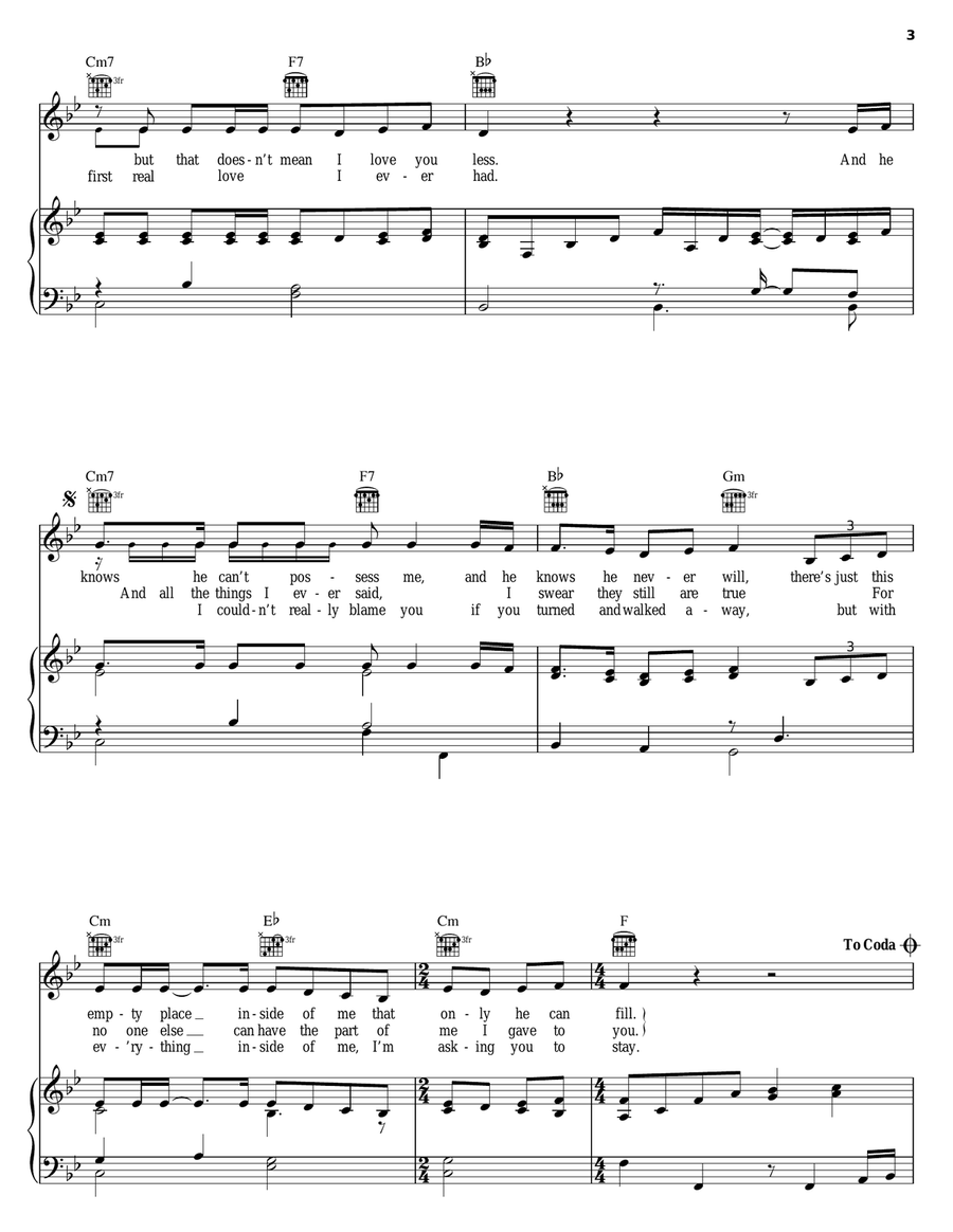 Torn Between Two Lovers Piano, Vocal, Guitar scores gallery preview page 3
