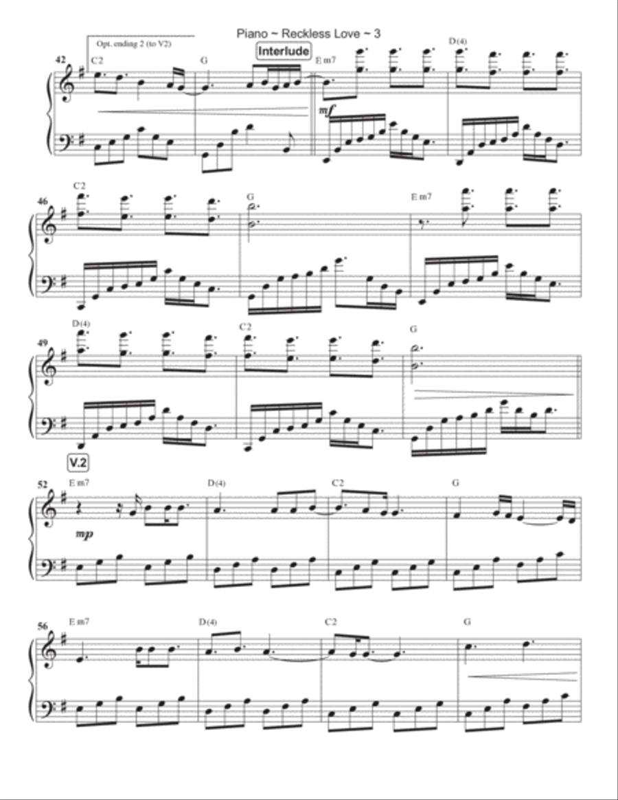 Reckless Love Piano Solo scores gallery preview page 4