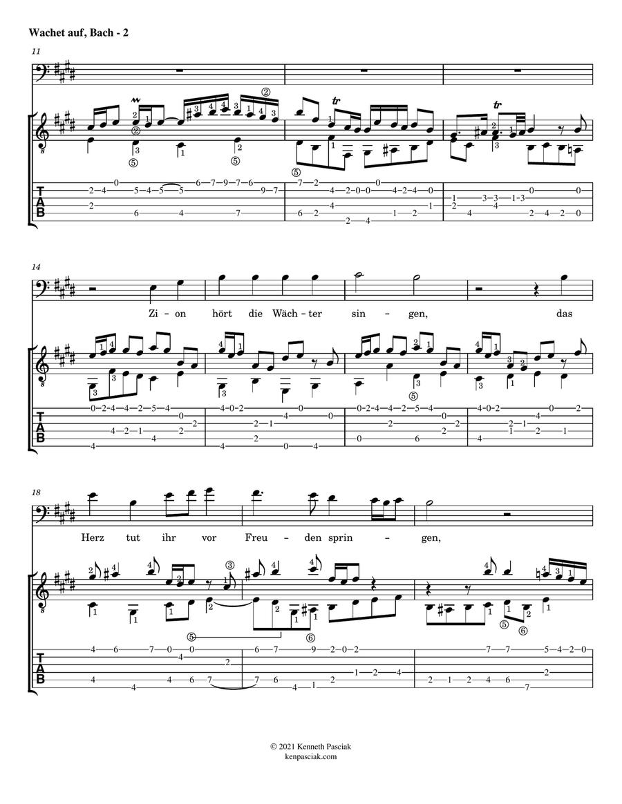 Wachet auf ruft uns die Stimme (for Guitar and optional Voice) Acoustic Guitar scores gallery preview page 4