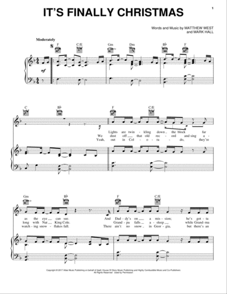 It's Finally Christmas Piano, Vocal, Guitar scores gallery preview page 1