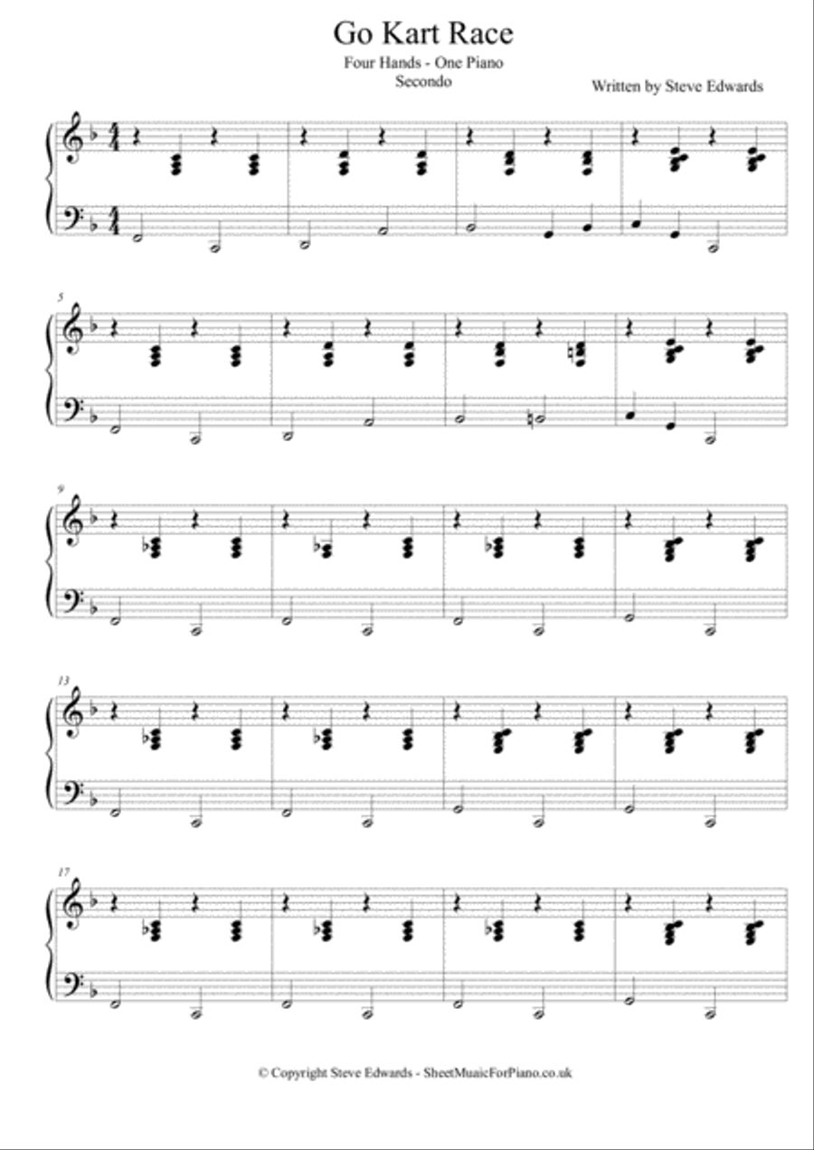Go Kart Race - Four Hands - One Piano - Easy to Moderate 1 Piano, 4-Hands scores gallery preview page 2