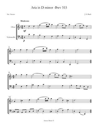 aria bwv 515 for oboe and cello sheet music