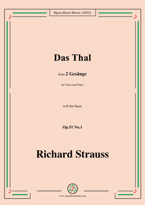 Book cover for Richard Strauss-Das Tal,in B flat Major,Op.51 No.1,for Voice and Piano