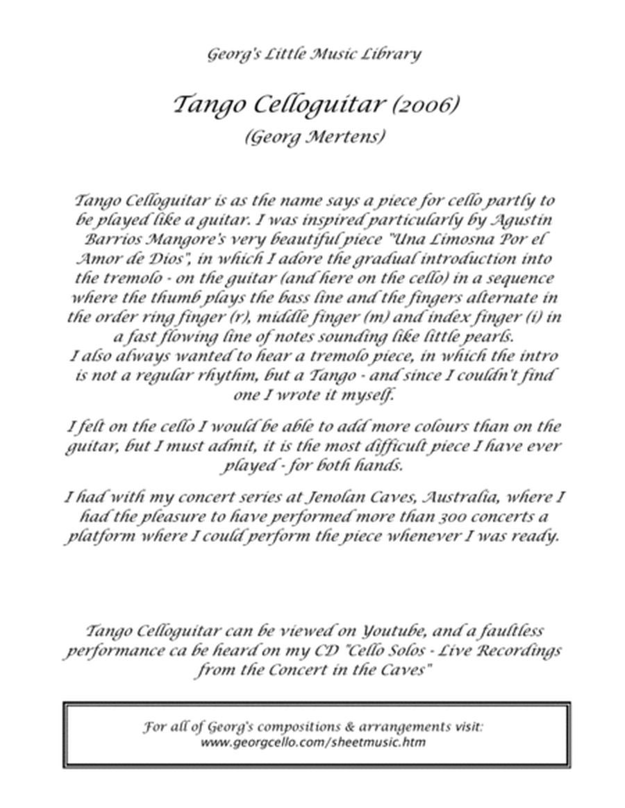 Tango Celloguitar for solo cello (pizzicato tremolo)