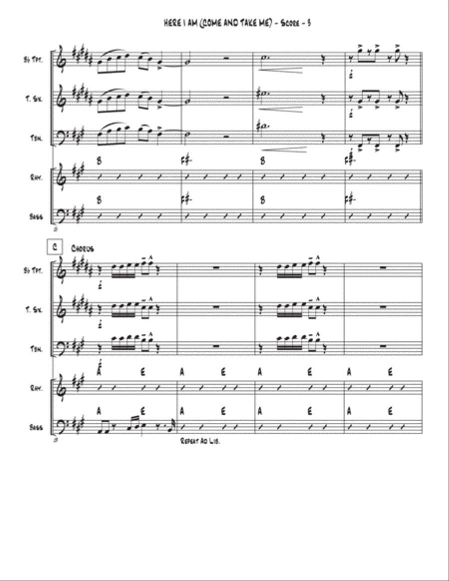 Here I Am, Come And Take Me Tenor Saxophone scores gallery preview page 3