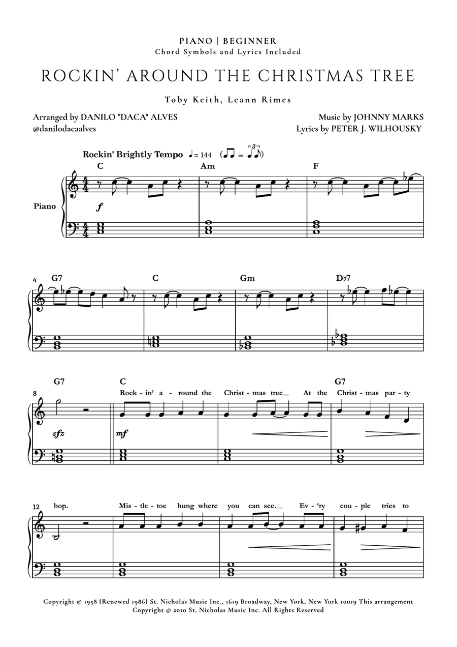 Rockin' Around The Christmas Tree Easy Piano scores gallery preview page 1