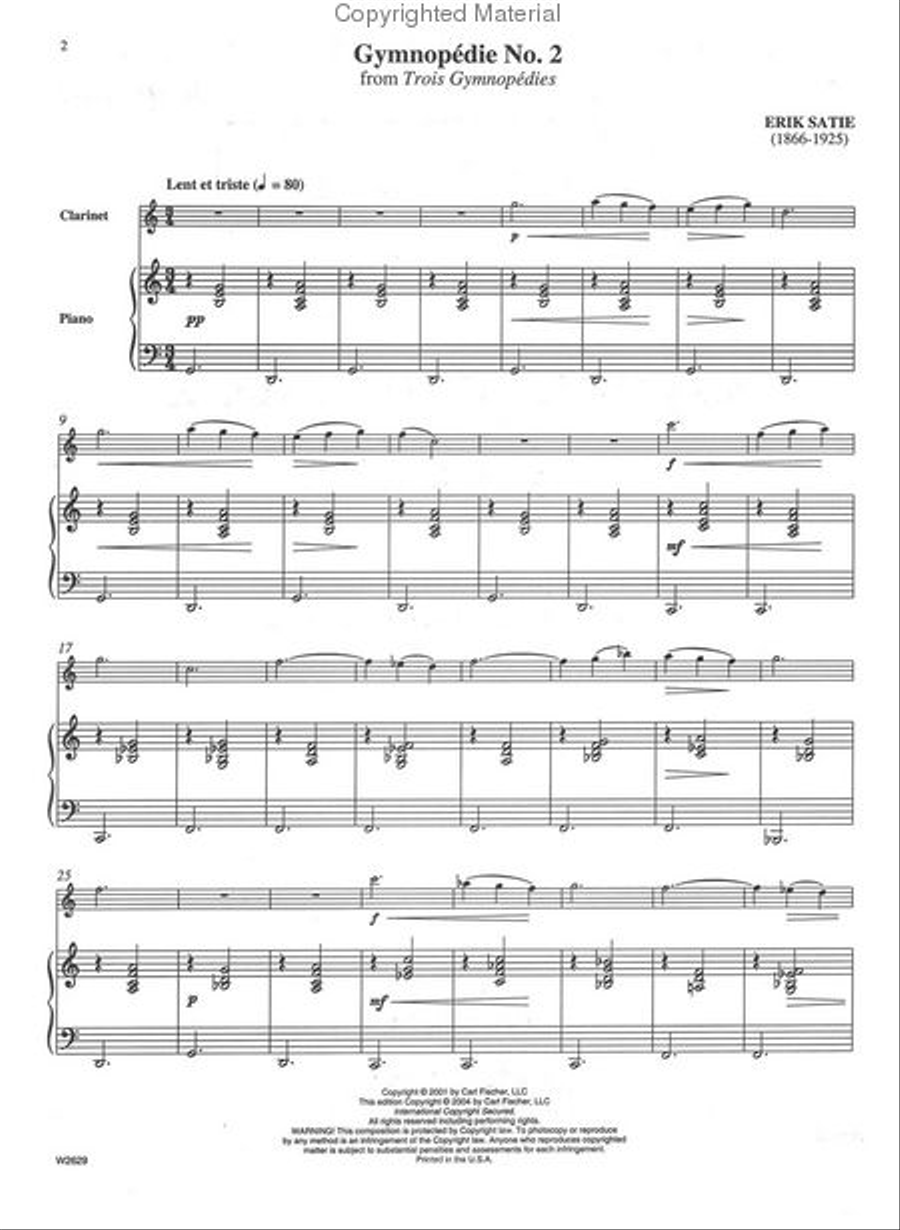Gymnopédie No. 2 Gymnopédie No. 2 B-Flat Clarinet scores gallery preview page 2