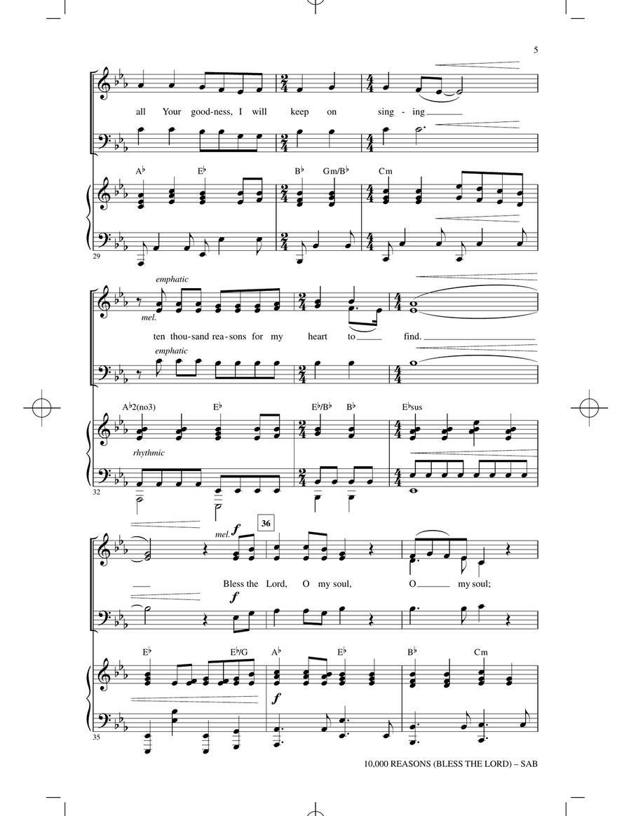 10,000 Reasons (Bless The Lord) (arr. Heather Sorenson) 3-Part scores gallery preview page 4