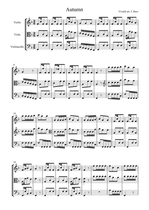 Book cover for Autumn (Excerpt) by Vivaldi, arranged for String Trio (Violin, Viola and 'Cello)