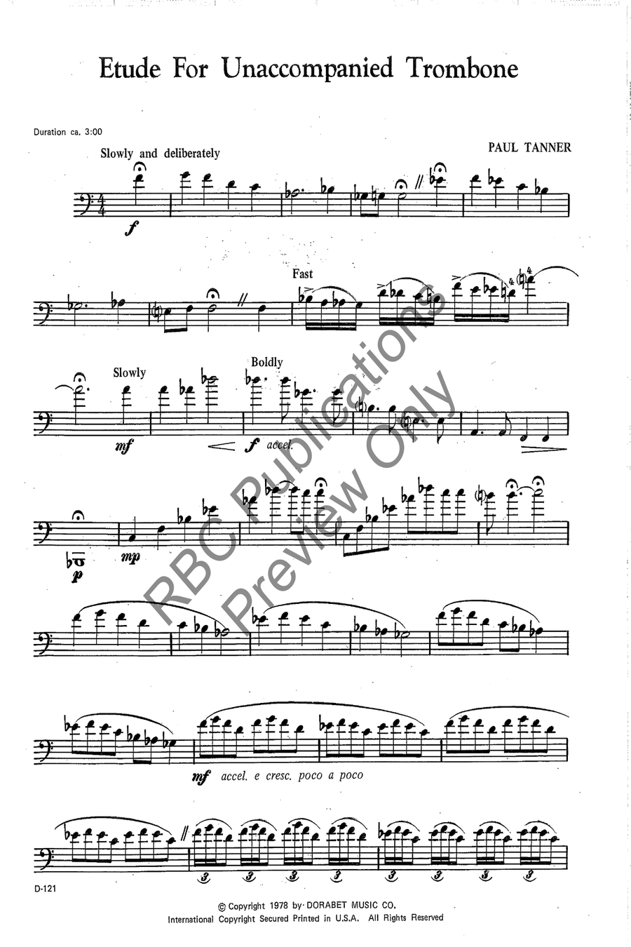 Etude For Unaccompanied Trombone Concert Band scores gallery preview page 3