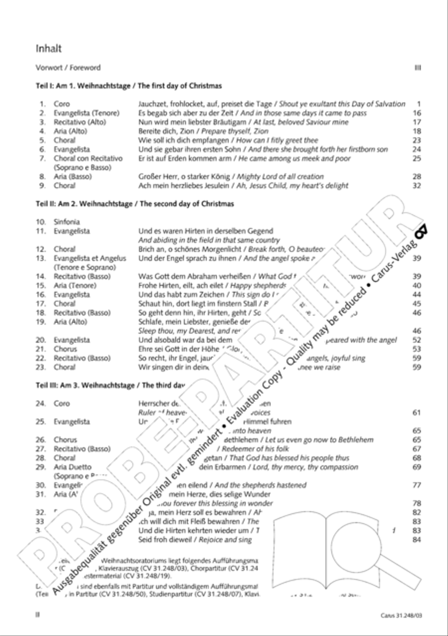 Christmas oratorio (Weihnachtsoratorium, Teile I-III) 4-Part scores gallery preview page 3