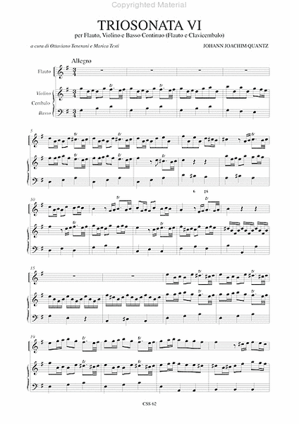 7 Triosonatas for Flute, Violin and Continuo (Flute and Harpsichord) - Vol. 6: Triosonata VI in G maj