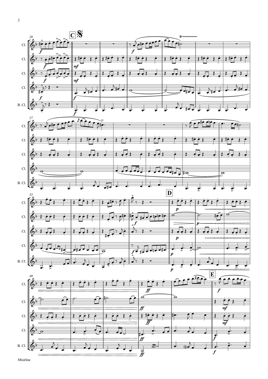 Misirlou - Pulp Fiction - Clarinet Quintet Clarinet Quintet scores gallery preview page 2