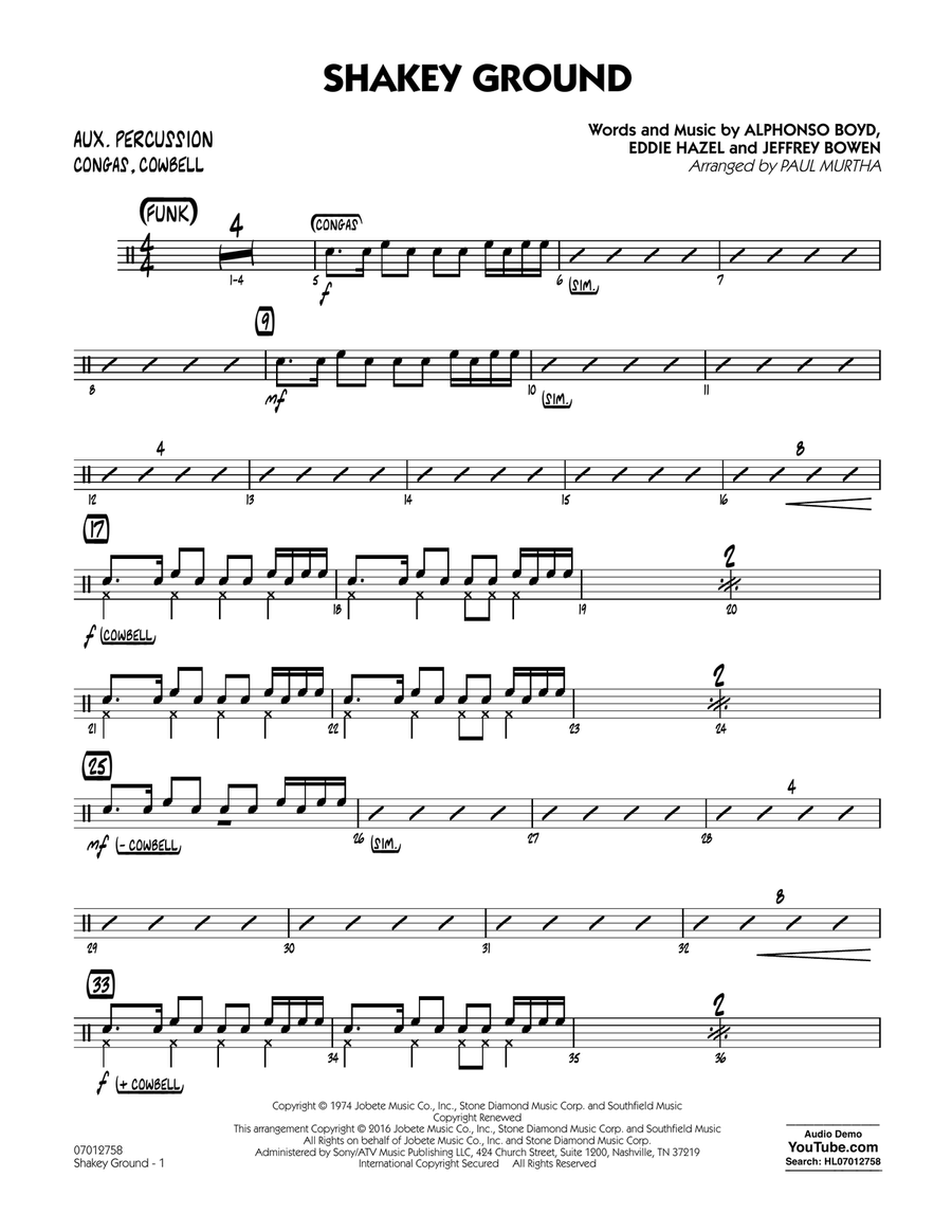 Shakey Ground (arr. Paul Murtha) - Aux Percussion