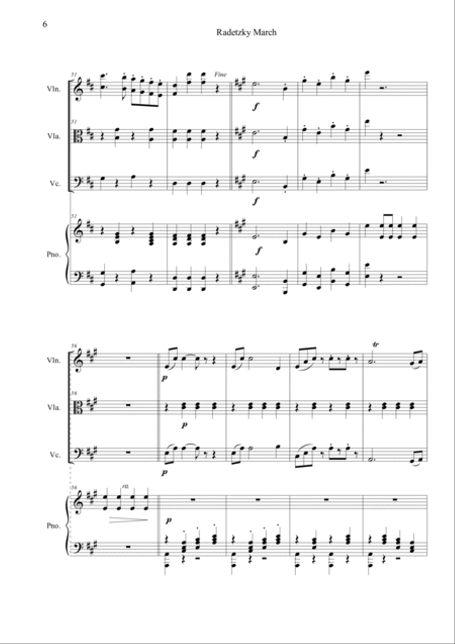 Radetzky Marsch Piano Quartet scores gallery preview page 6