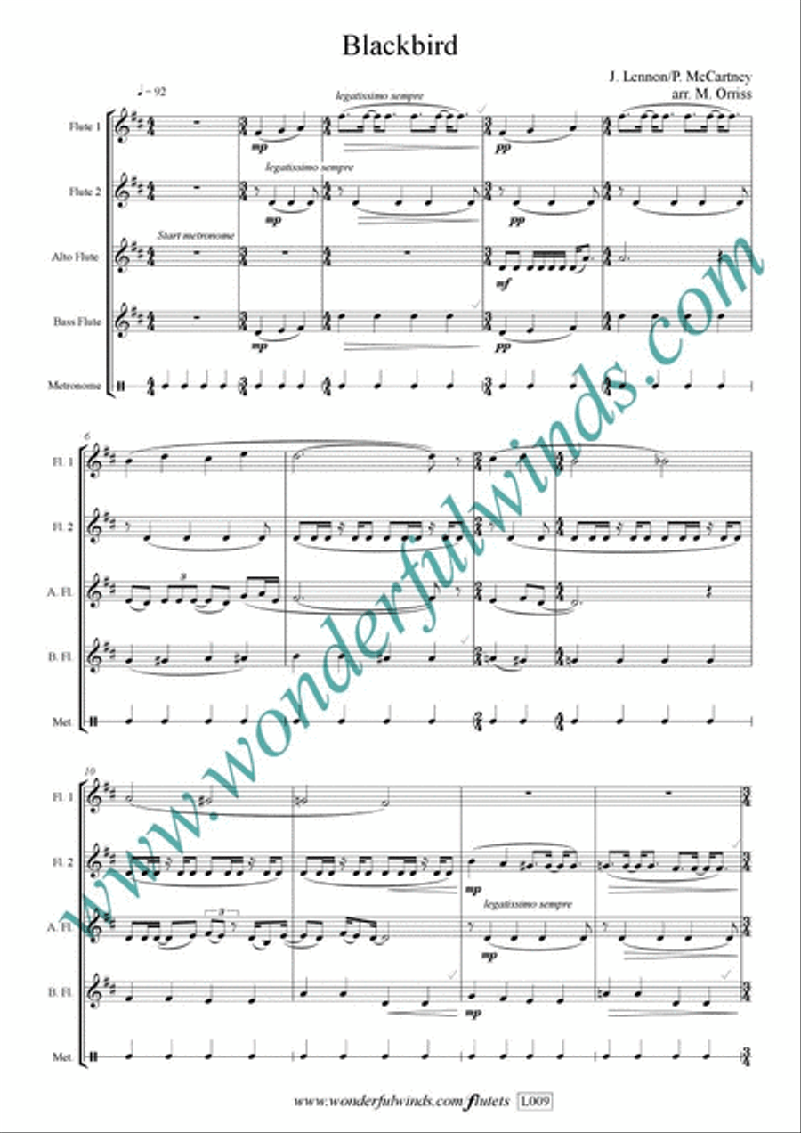 Blackbird Blackbird Flute Quartet scores gallery preview page 2