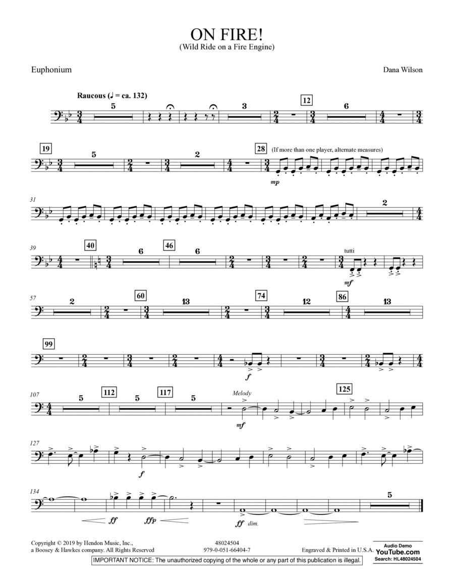 On Fire! (Wild Ride on a Fire Engine) - Euphonium Euphonium scores gallery preview page 1