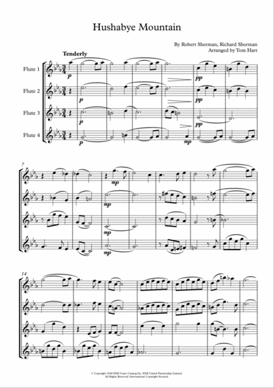 Hushabye Mountain Flute Quartet scores gallery preview page 2