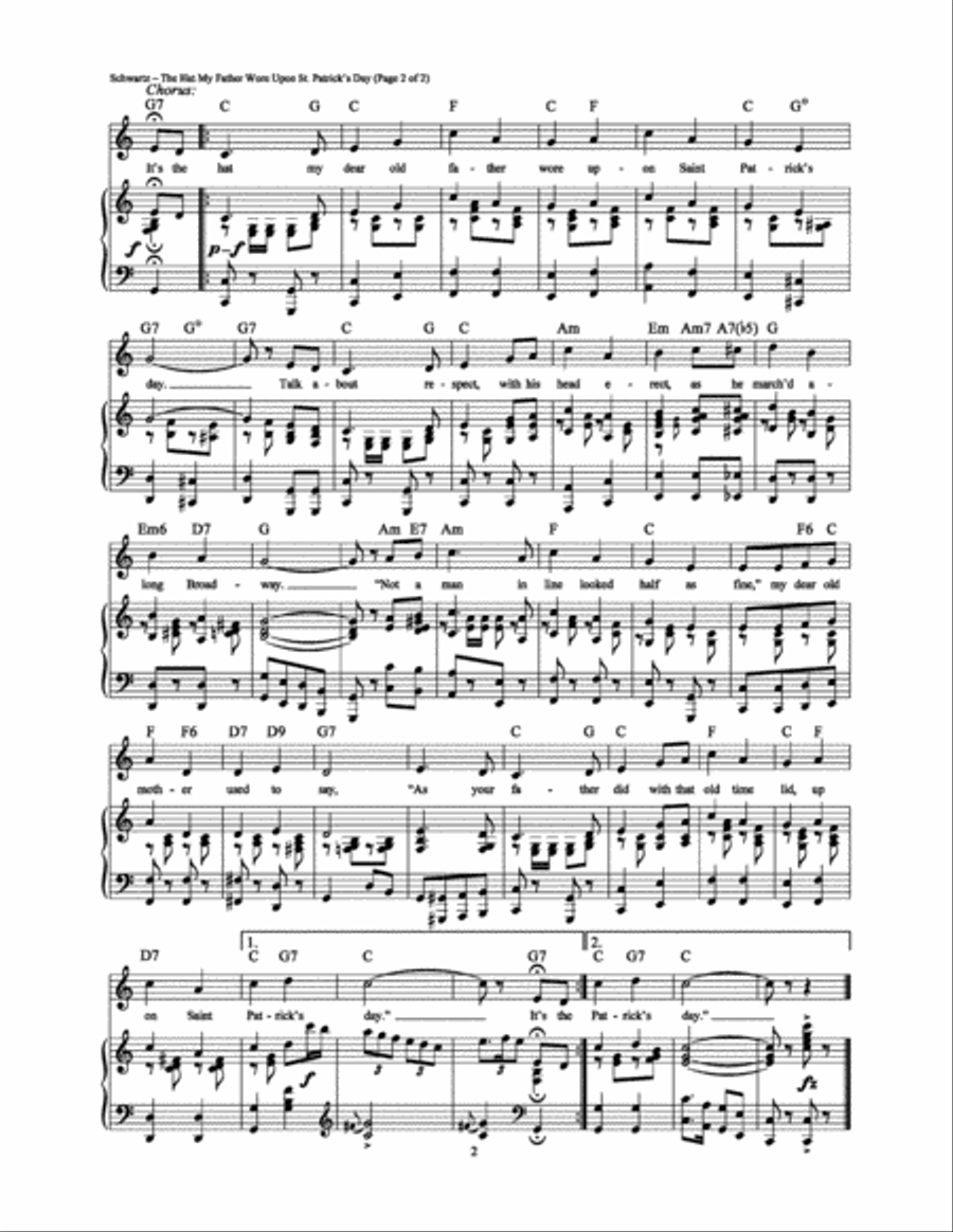 The Hat My Father Wore Upon St. Patrick's Day Piano, Vocal, Guitar scores gallery preview page 2