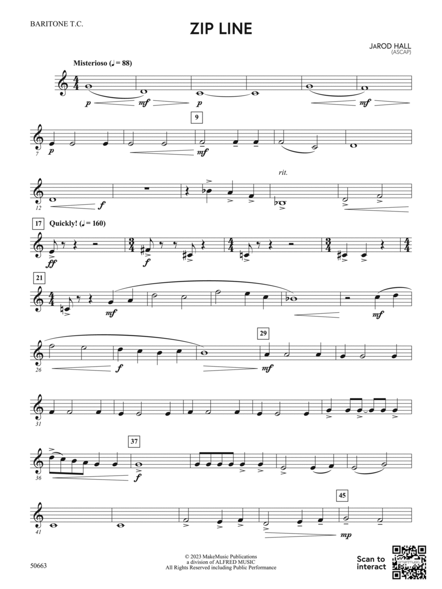 Zip Line: Baritone T.C. Zip Line: Baritone T.C. Concert Band scores gallery preview page 1
