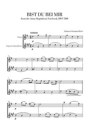 Johann Sebastian Bach - Bist du bei Mir (BWV 508) (G major) (for Violin and Soprano Saxophone)