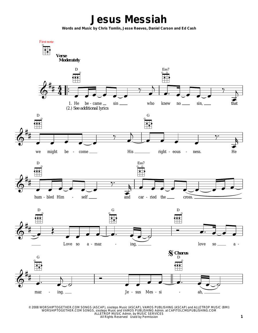 Jesus Messiah Ukulele scores gallery preview page 1